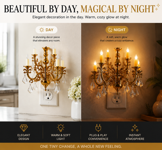 💎 Crystal Chandelier Plug-In Night Light – Instant Luxury Home Decor Outlet Lamp for Kitchen & Bedroom